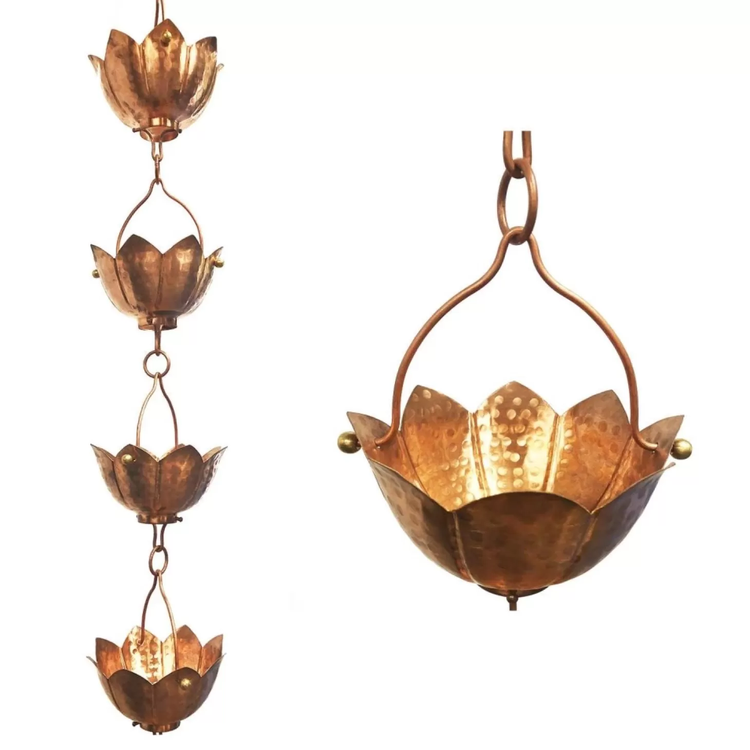 Garden Accents + Bird Feeders>Roger's Gardens Buddhas Cup Rain Chain