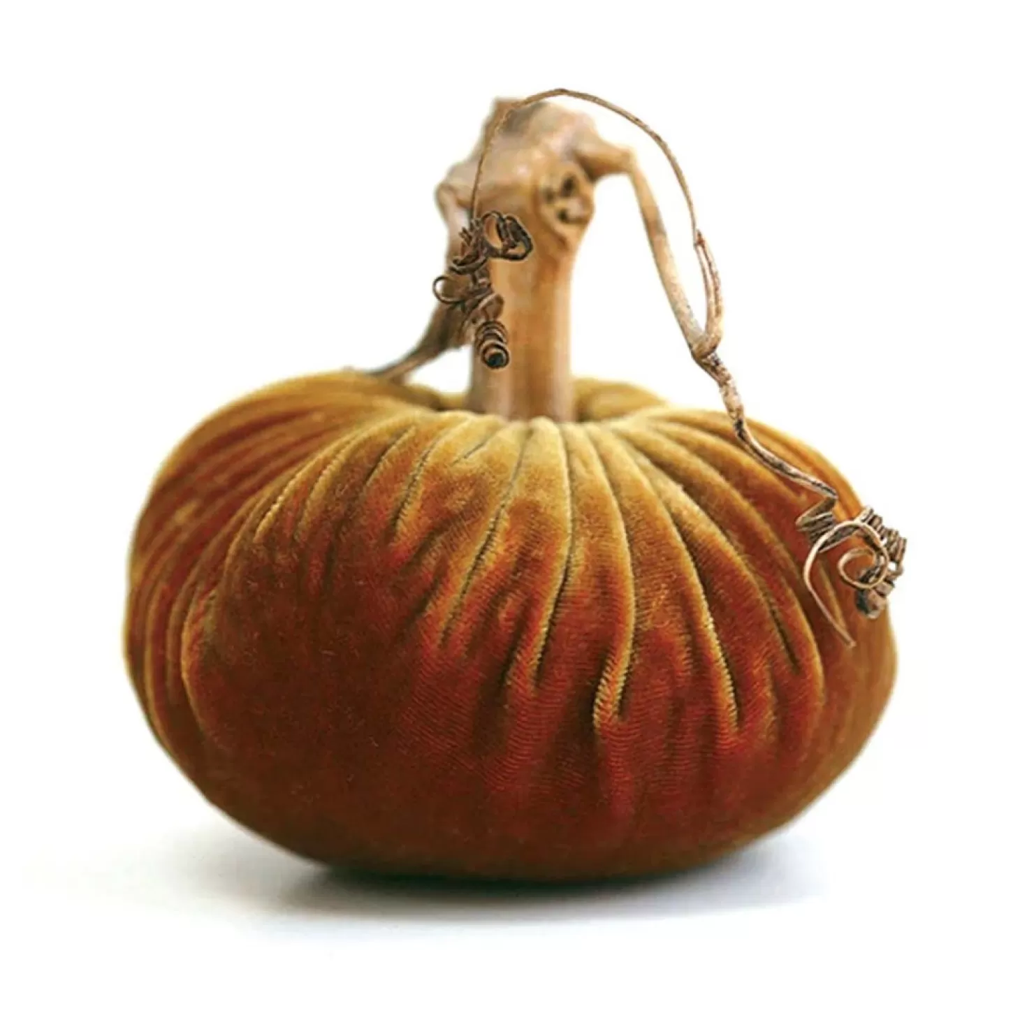 Halloween Decor>Roger's Gardens Curry Velvet Pumpkin - 6" Tall To 13" Tall