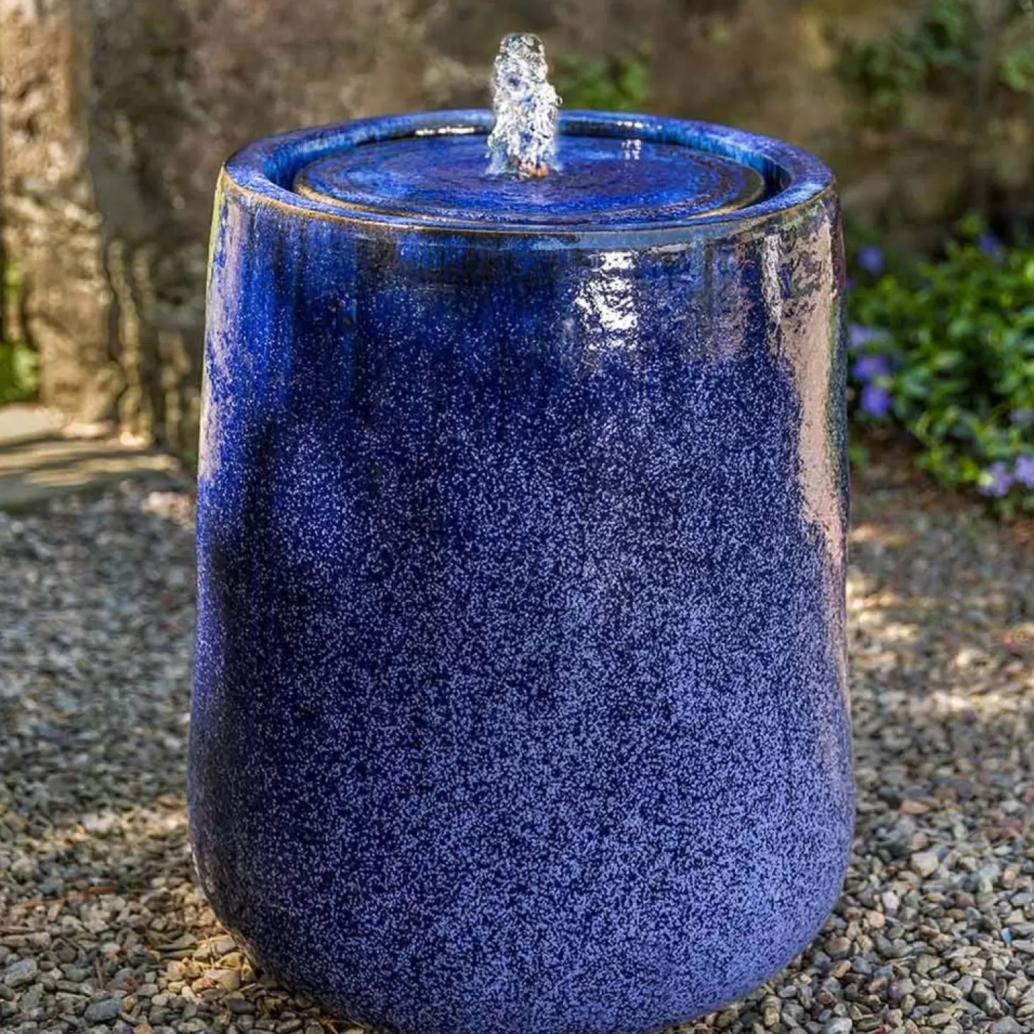 Fountains>Roger's Gardens Daralis Glazed Fountain - Riviera Blue