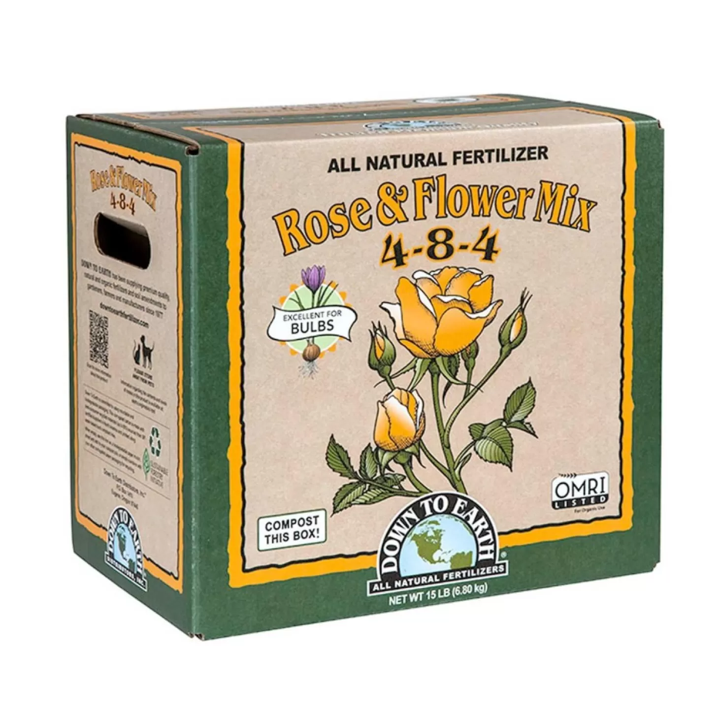 Soils + Fertilizers + Sprays>Roger's Gardens Down To Earth Organic Rose & Flower Fertilizer - 15Lbs