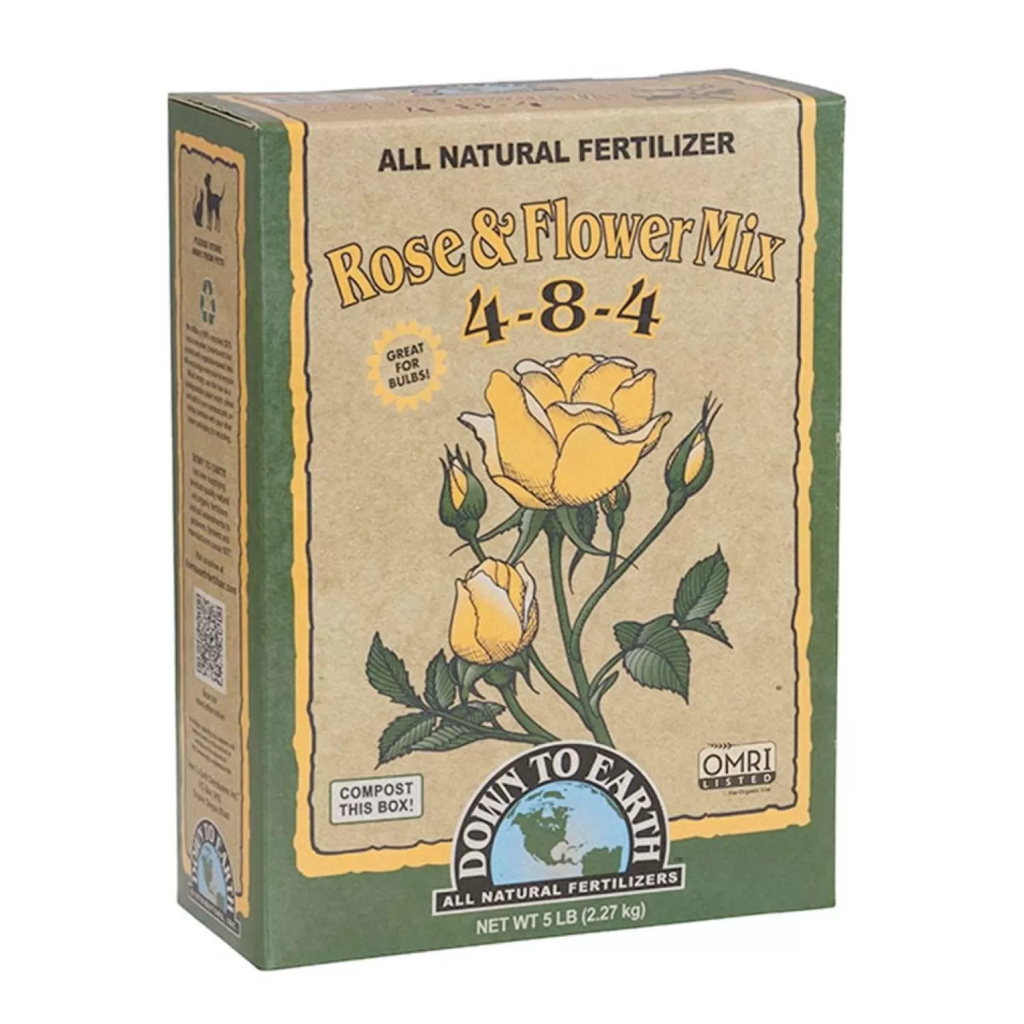 Soils + Fertilizers + Sprays>Roger's Gardens Down To Earth Organic Rose & Flower Fertilizer - 5Lbs