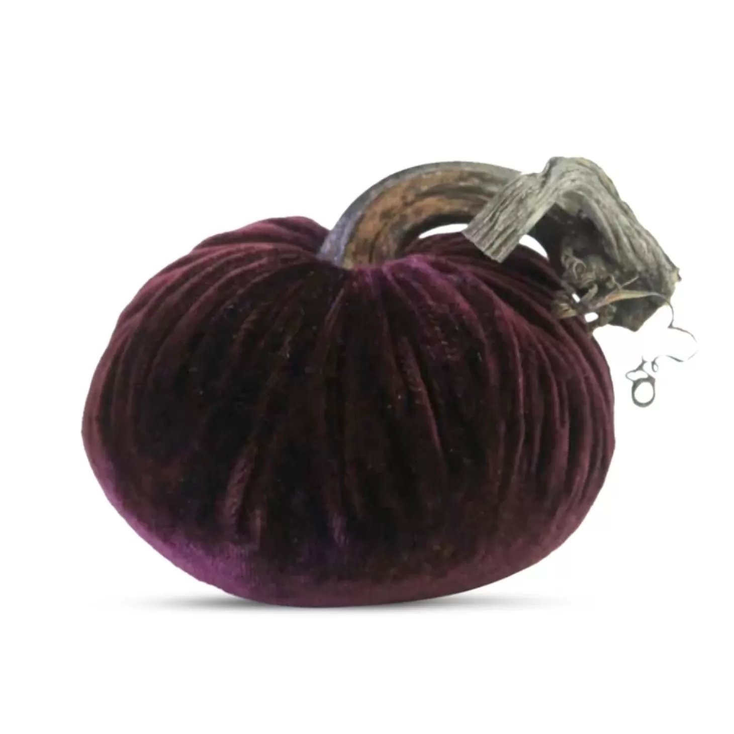 Halloween Decor>Roger's Gardens Eggplant Velvet Pumpkin - 6" Tall To 8" Tall