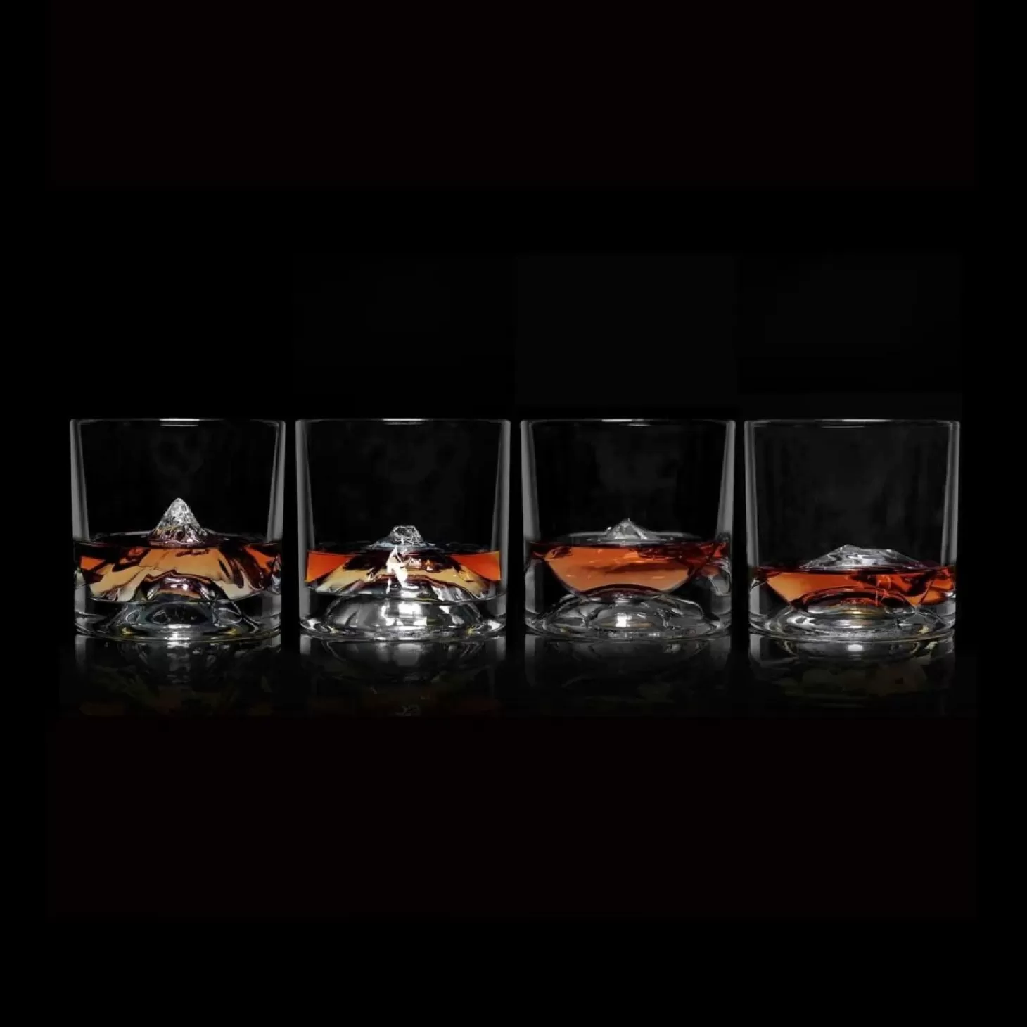 Glassware>Roger's Gardens Famous Mountain Peaks Crystal Whiskey Glasses - Set Of 4