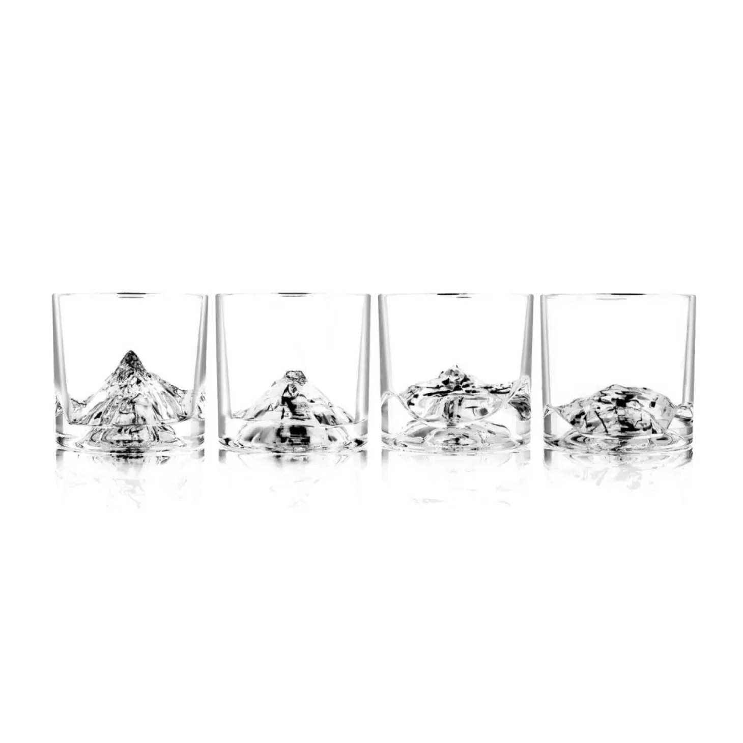 Glassware>Roger's Gardens Famous Mountain Peaks Crystal Whiskey Glasses - Set Of 4