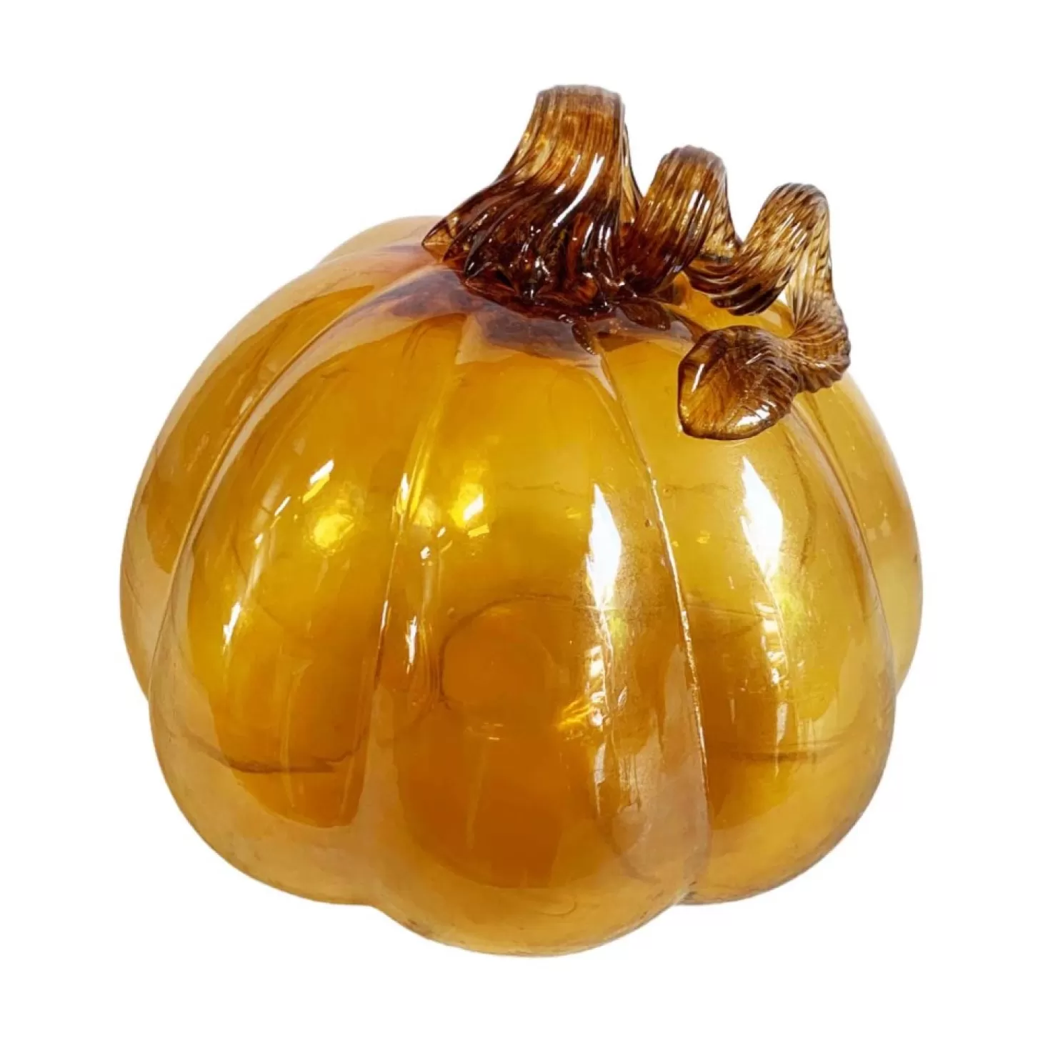 Decor Accents>Roger's Gardens Glass Amber Pumpkin - 7"