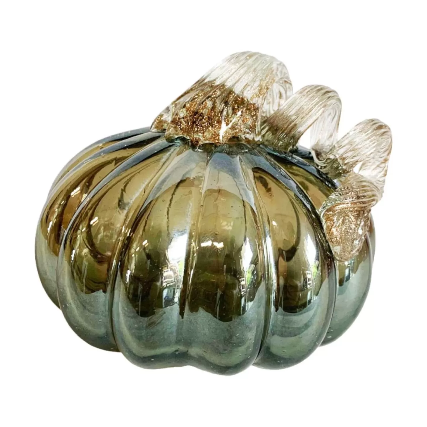 Glassware>Roger's Gardens Glass Oil Slick Pumpkin - 5"