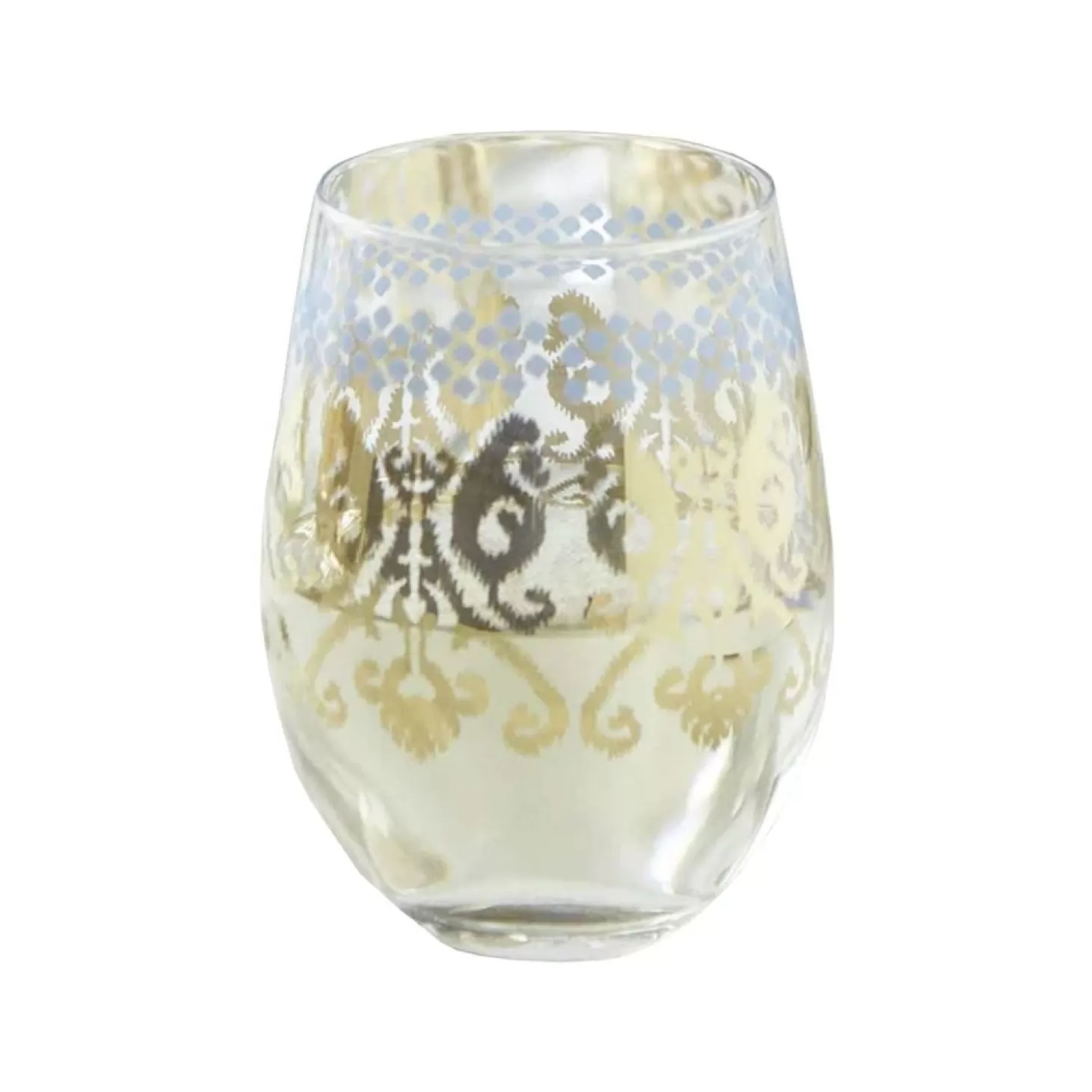 Glassware>Roger's Gardens Golden Ikat Stemless Glass