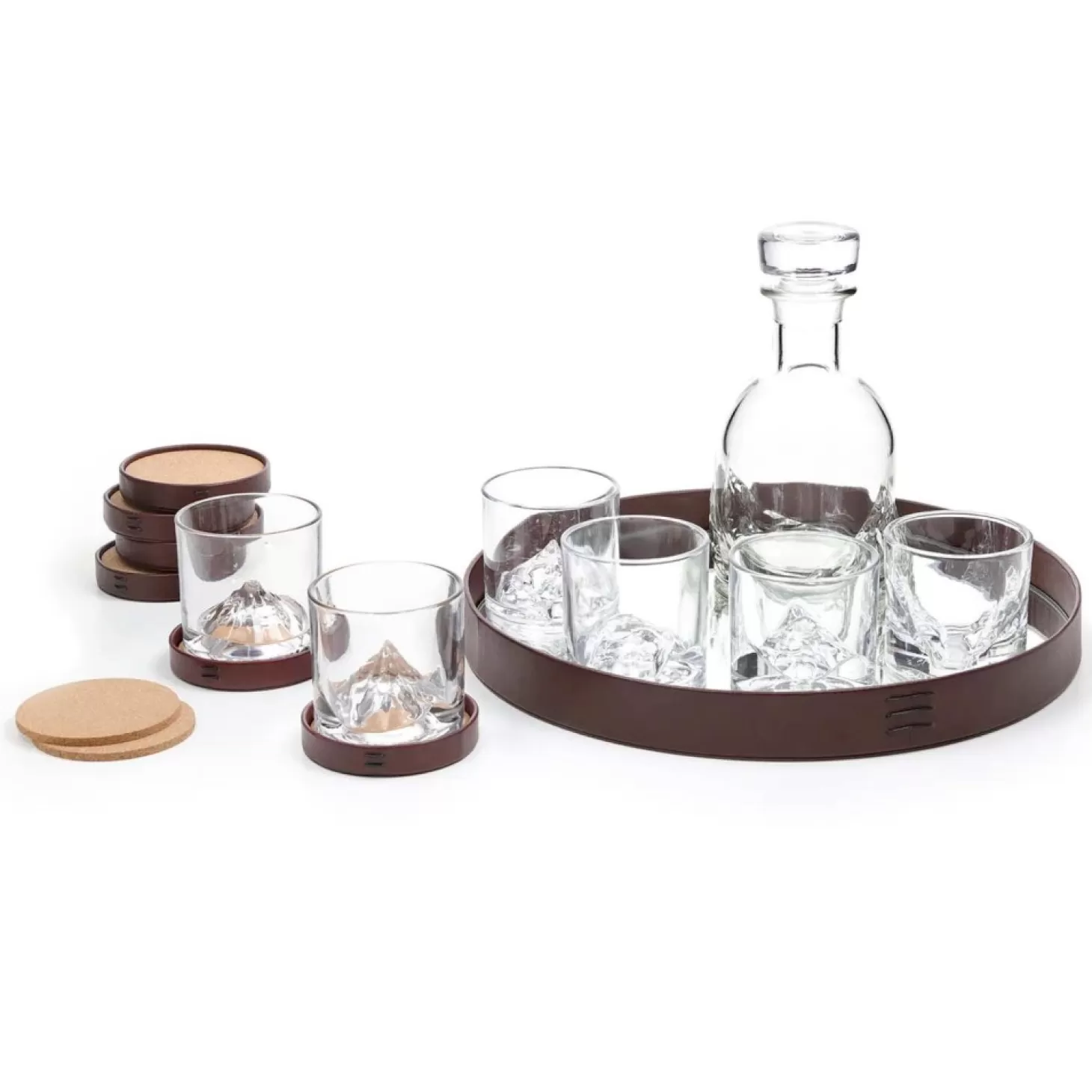 Glassware>Roger's Gardens Luxury Famous Mountain Peaks Crystal Glass & Decanter Set