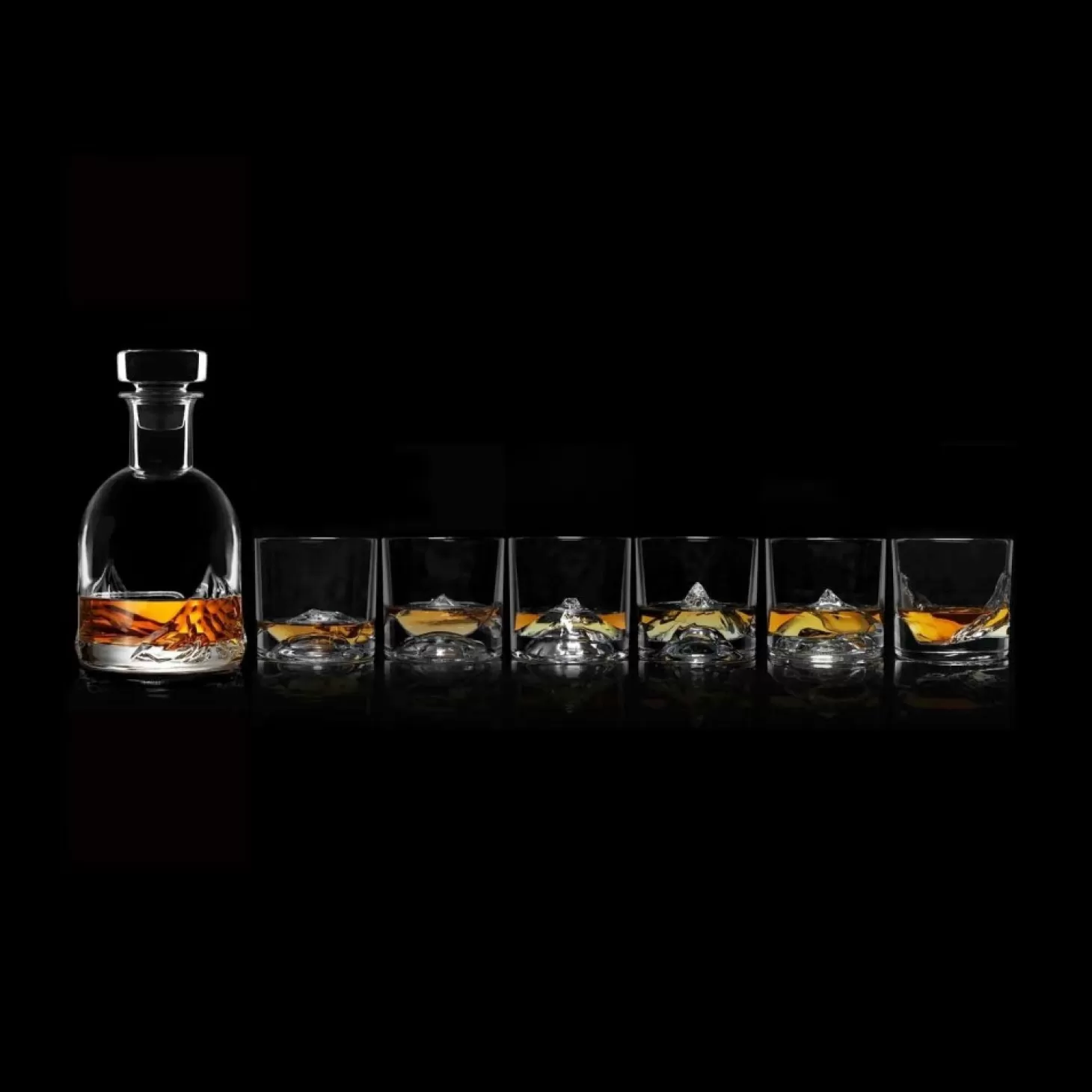 Glassware>Roger's Gardens Luxury Famous Mountain Peaks Crystal Glass & Decanter Set