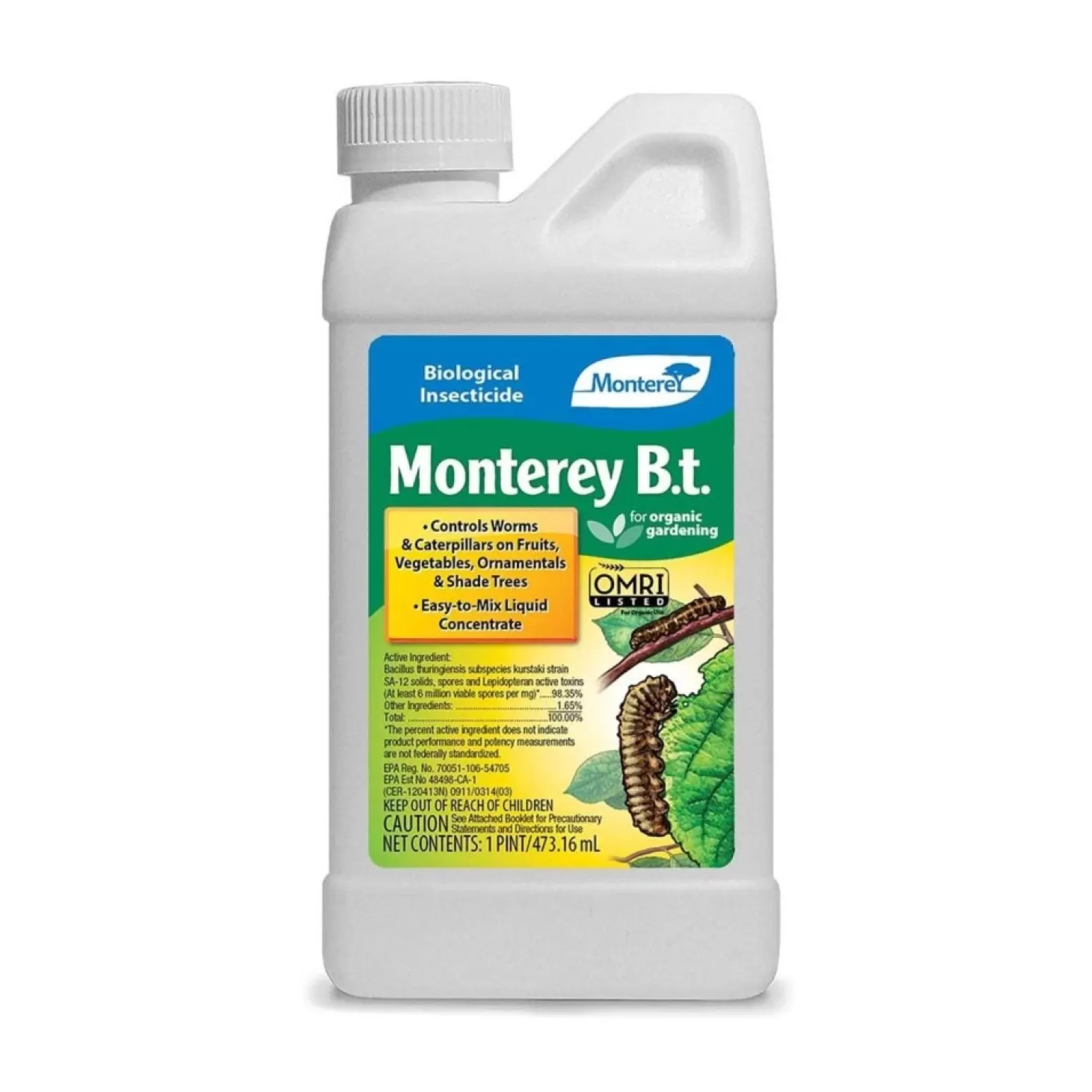 Soils + Fertilizers + Sprays>Roger's Gardens Monterey B.T. Biological Insecticide Concentrate Organic - 16Oz