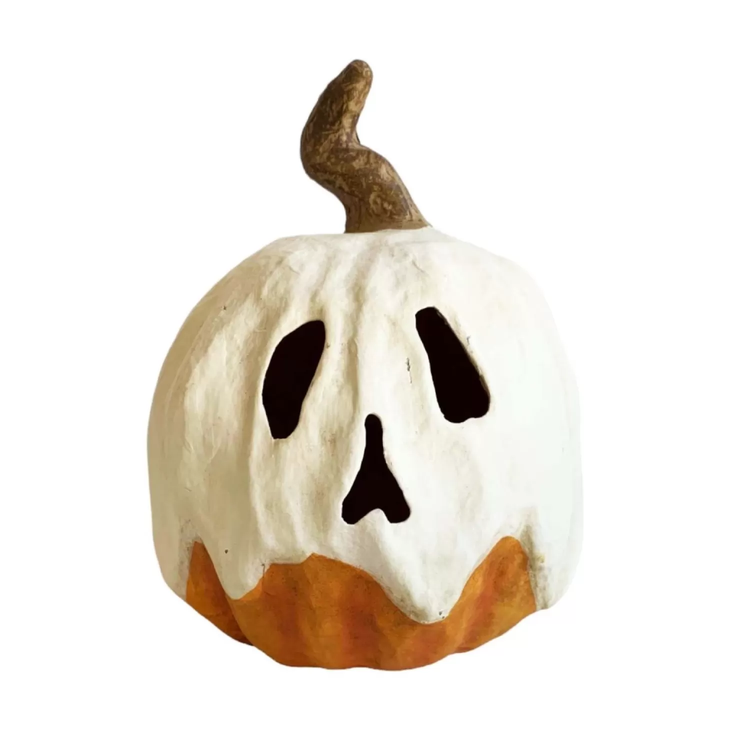 Halloween Decor>Roger's Gardens Ms. Ghost The Jackolantern Paper Mache - 6" Tall