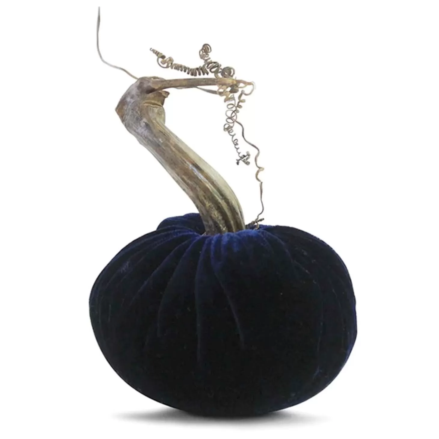 Halloween Decor>Roger's Gardens Navy Velvet Pumpkin - 6" Tall To 8" Tall