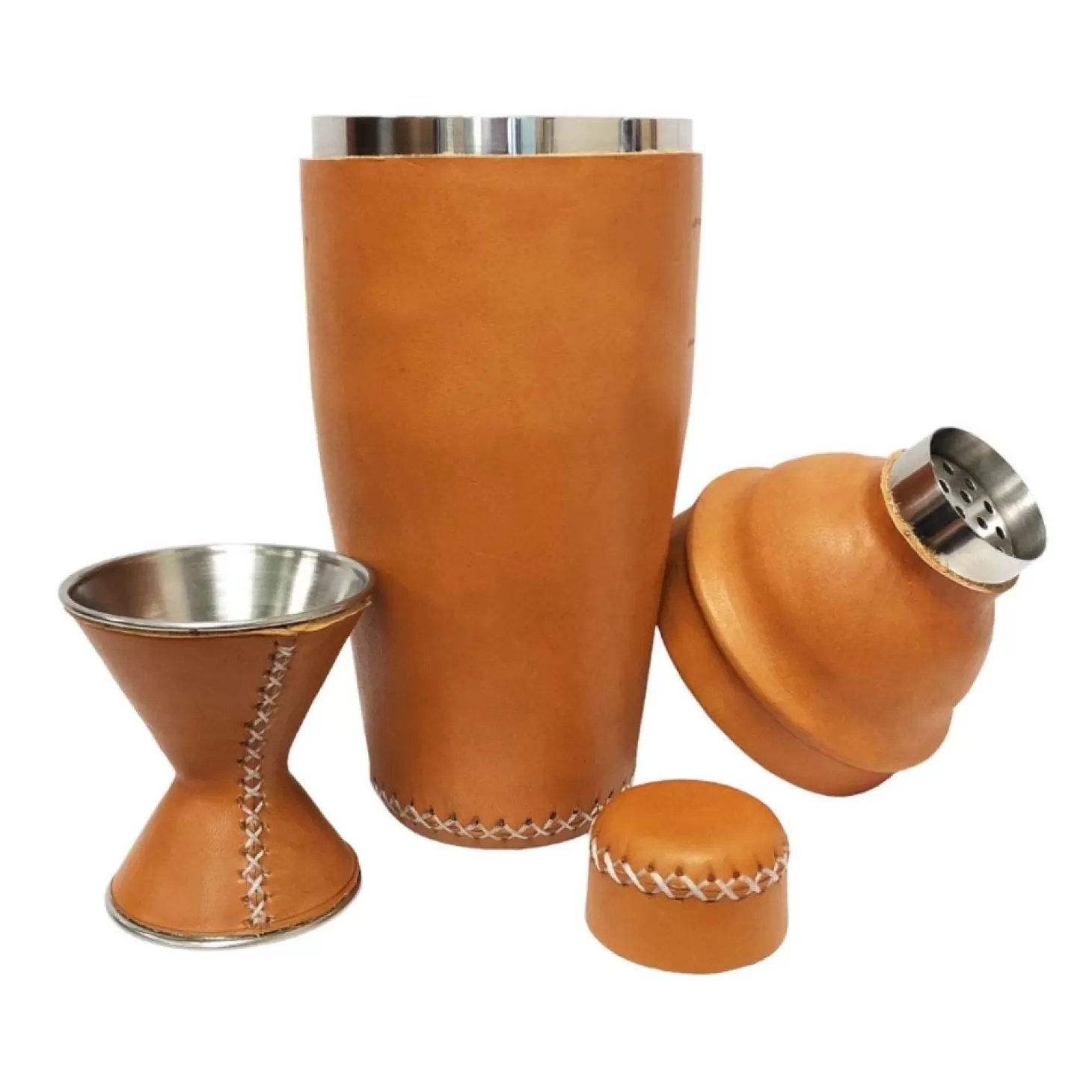 Serveware>Roger's Gardens Paraguayan Leather Martini Shaker With Jigger