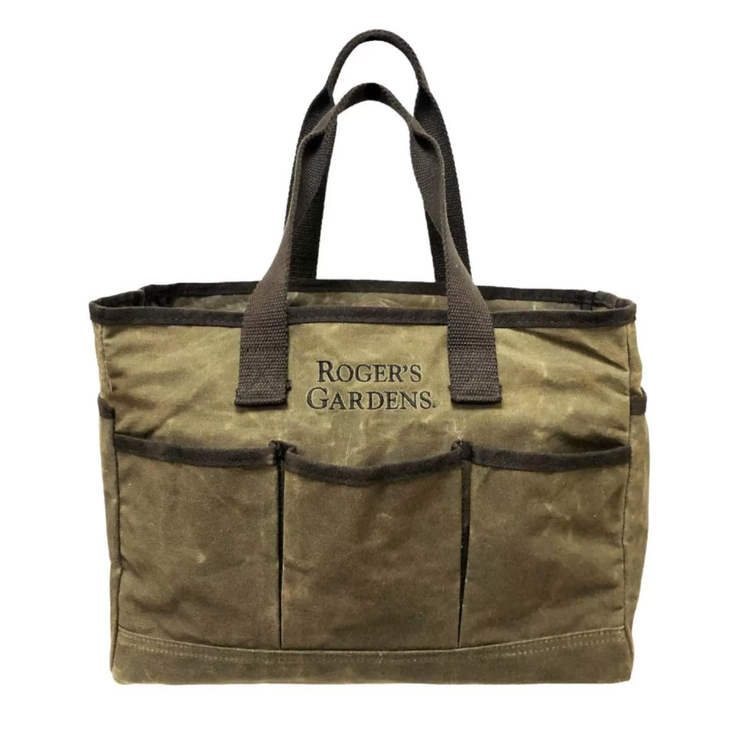 Garden Gloves + Tools + Accessories>Roger's Gardens Official Waxed Olive Canvas Utility Bag