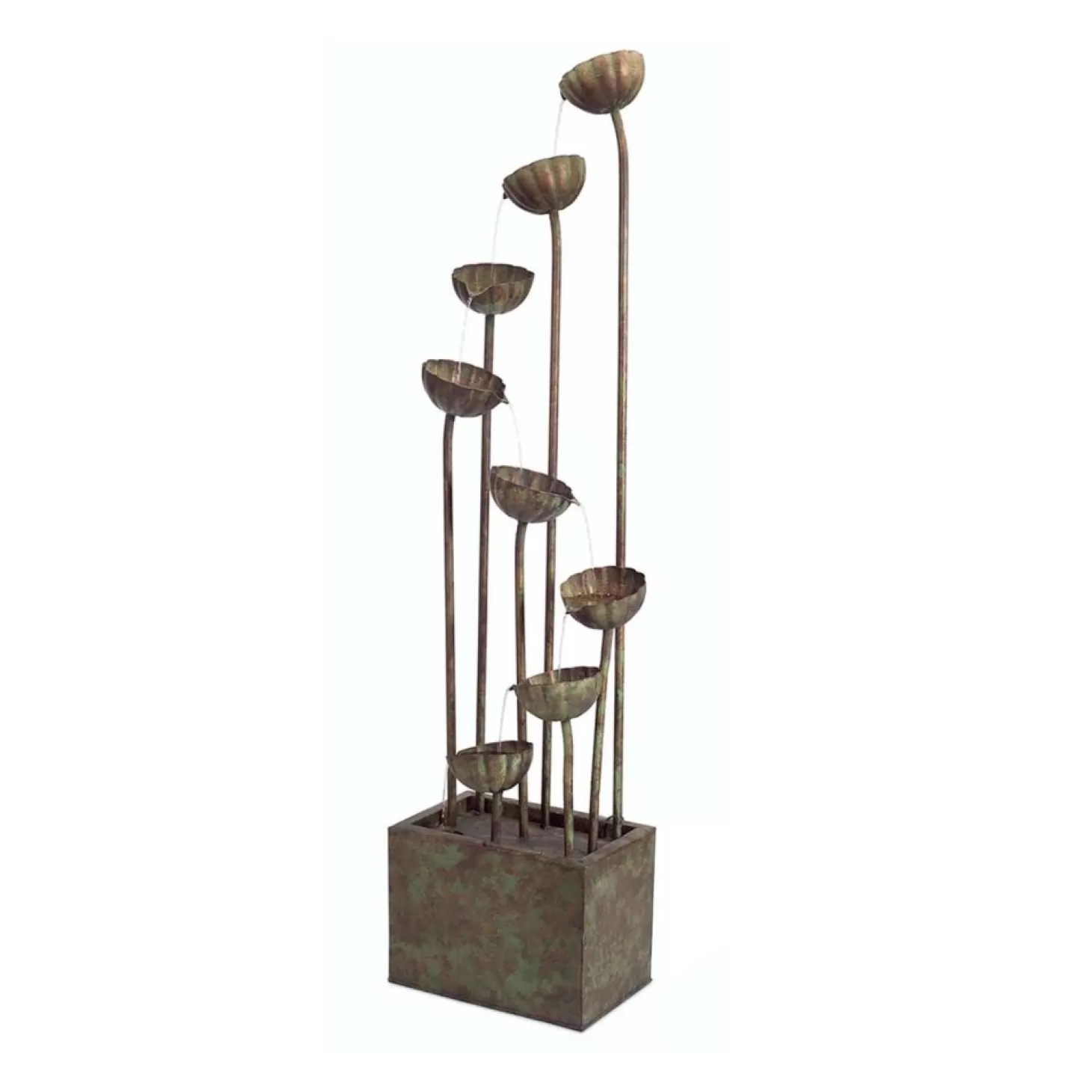 Fountains>Roger's Gardens Rustic Metal Flower Fountain With Pump - 64" Tall