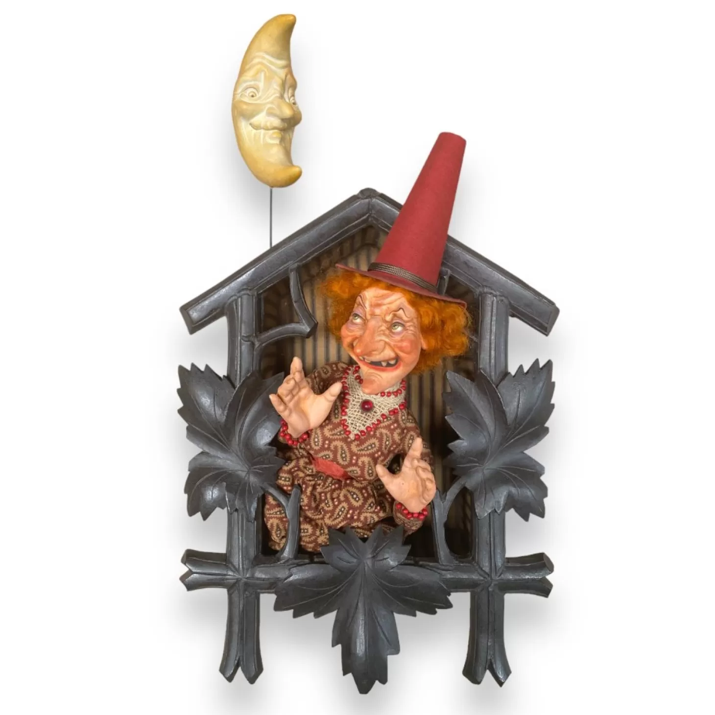 Halloween Decor>Roger's Gardens Shadow Box Witch And Moon - 14" Tall