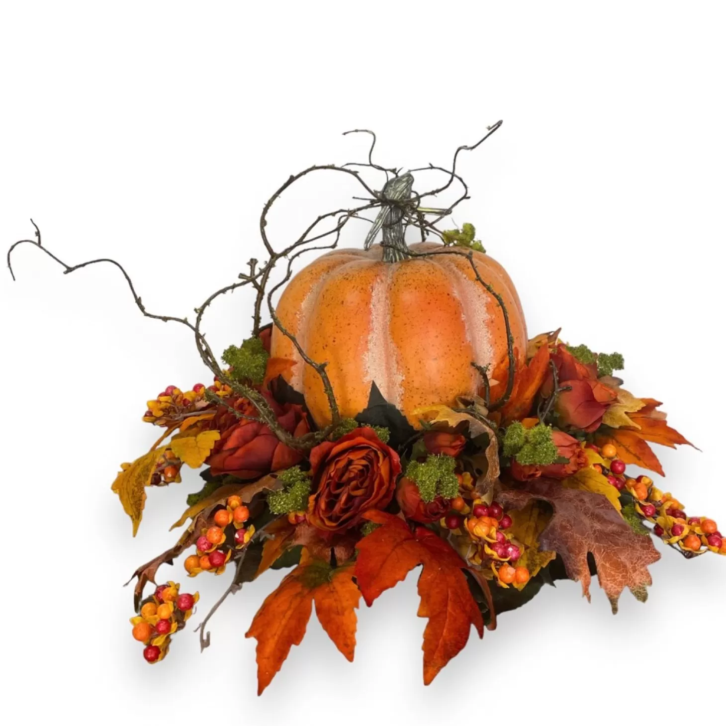 Silk Arrangements>Roger's Gardens Silk Orange Fall Pumpkin Centerpiece