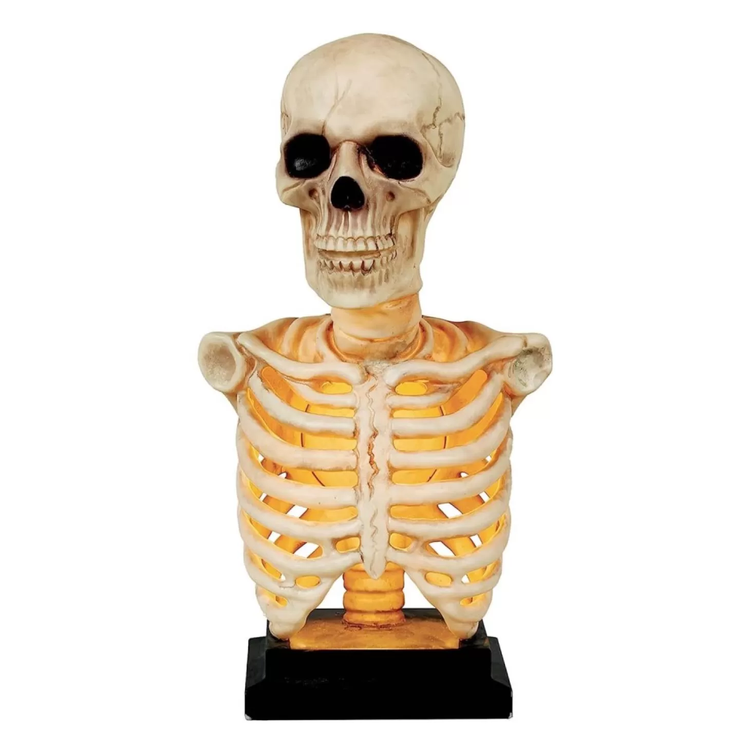 Halloween Decor>Roger's Gardens Skeleton Bust Statue With Light And Sound - 16" Tall