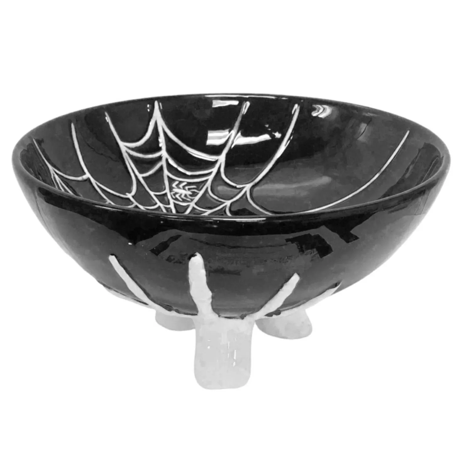 Halloween Decor>Roger's Gardens Spider Web Candy Bowl - 5" Tall