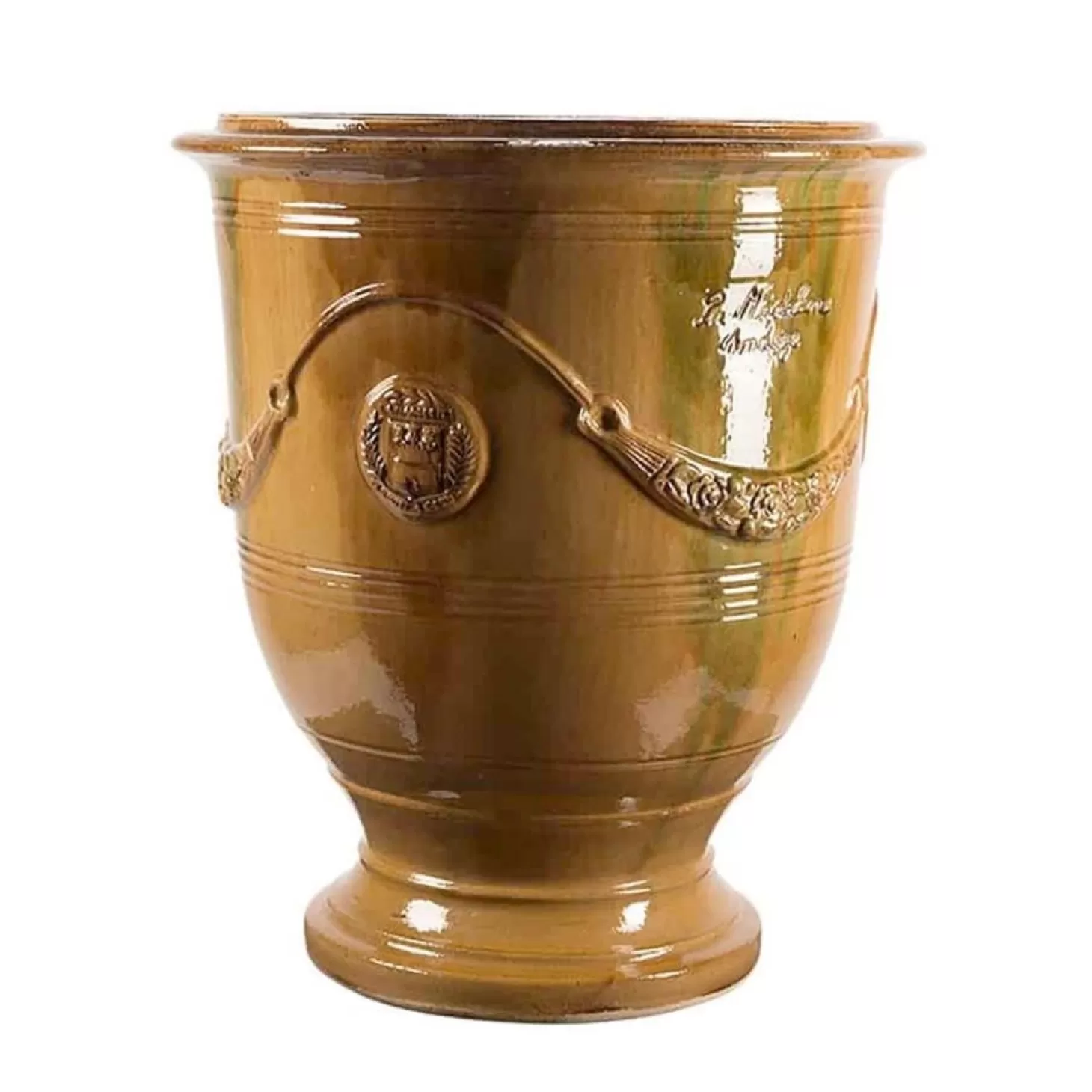 Pottery + Planters + Containers>Roger's Gardens Traditional French Glazed Anduze Flame Vase