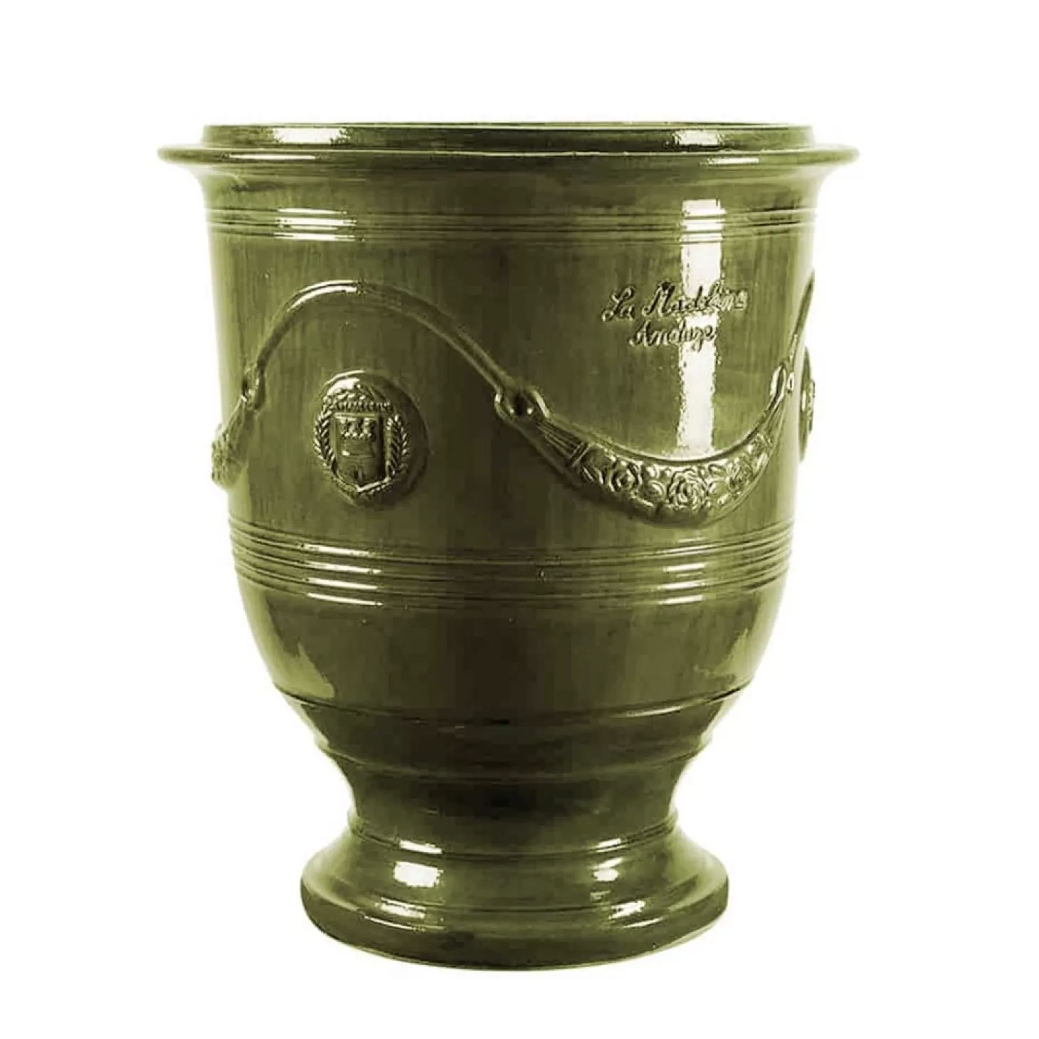 Pottery + Planters + Containers>Roger's Gardens Traditional French Glazed Anduze Green Vase