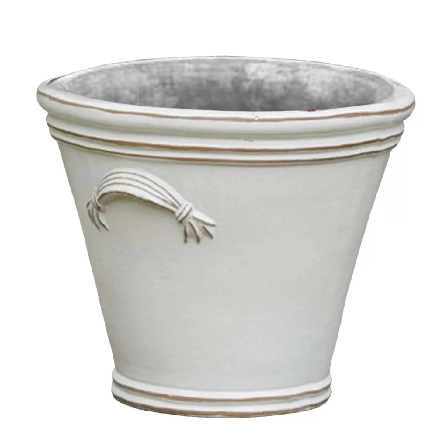 Pottery + Planters + Containers>Roger's Gardens White Fluted Handle Planter