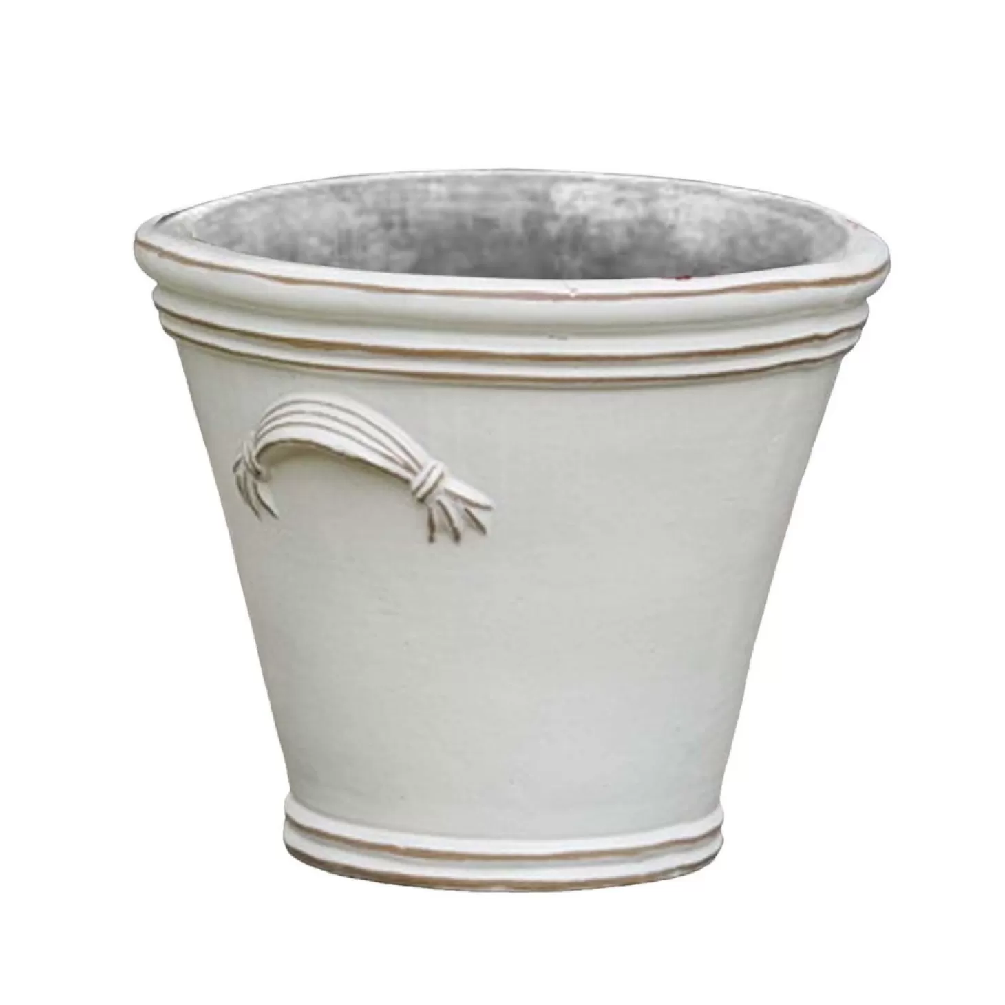 Pottery + Planters + Containers>Roger's Gardens White Fluted Handle Planter