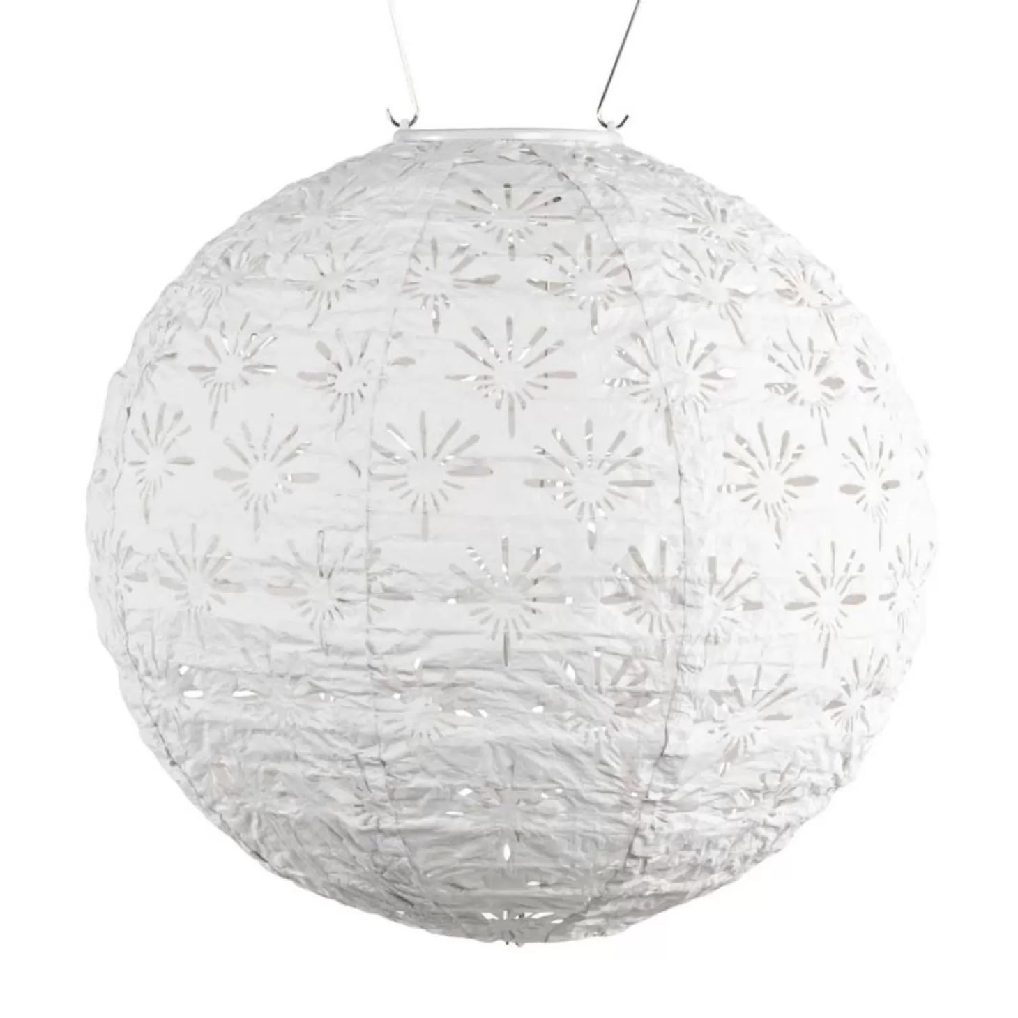 Garden Accents + Bird Feeders>Roger's Gardens White Solar Globe Lantern - 12"