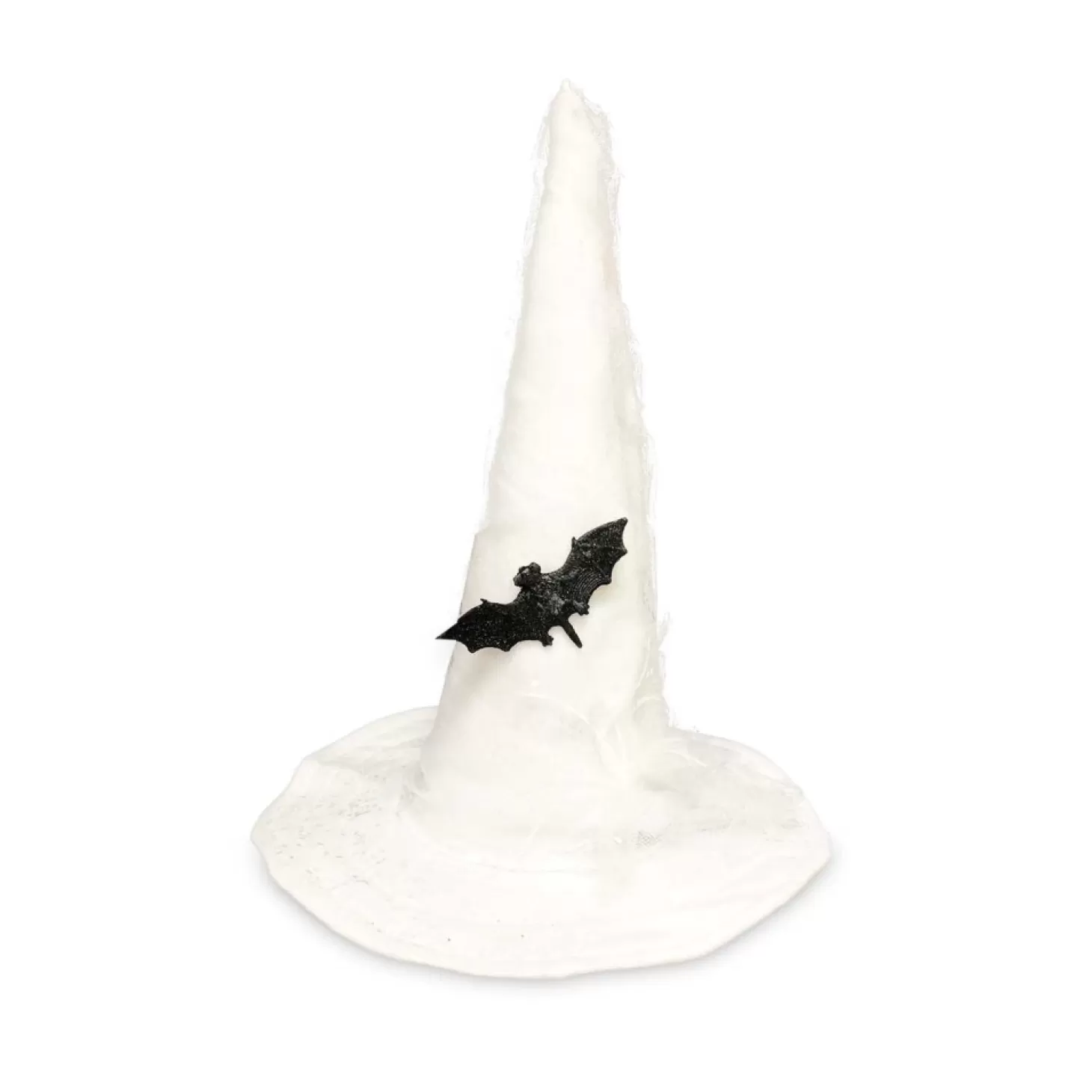 Halloween Decor>Roger's Gardens White Witch's Hat - 15" Tall