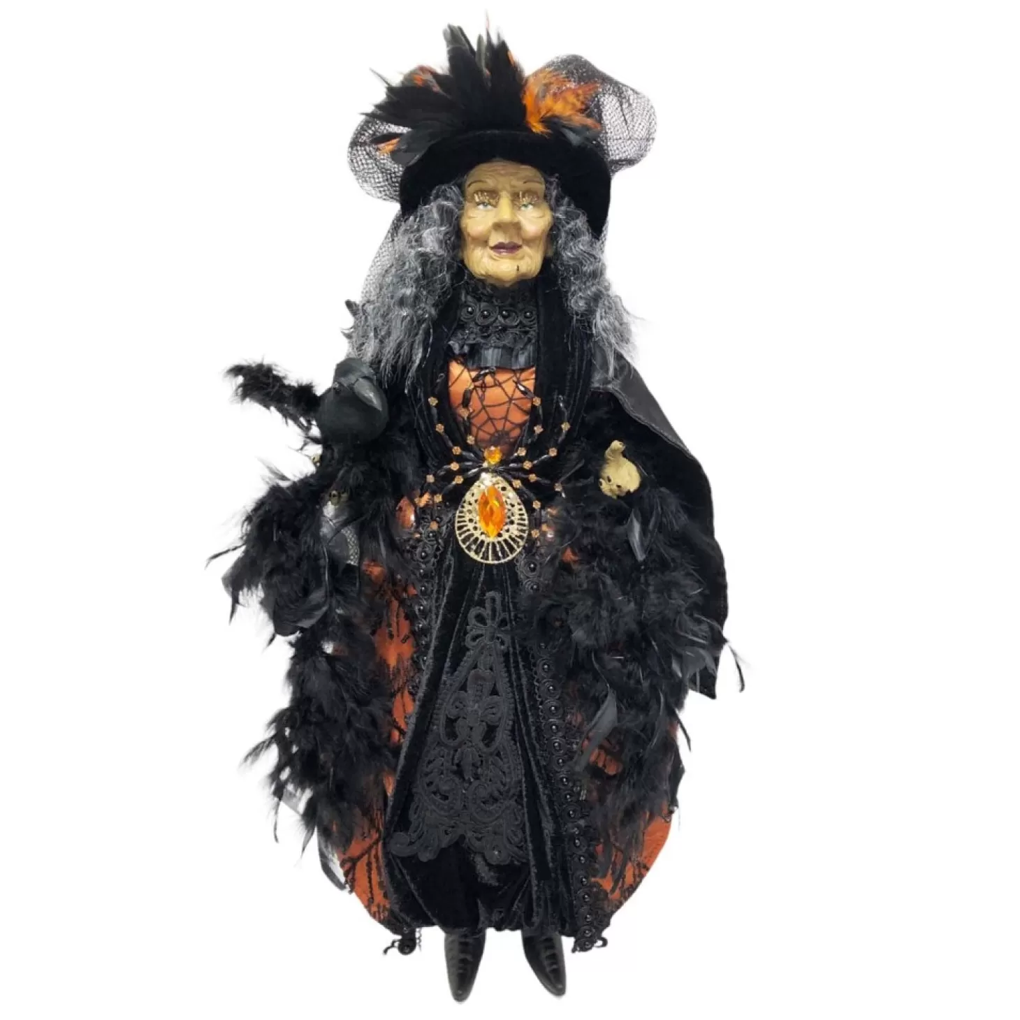 Halloween Decor>Roger's Gardens Willow The Orange Witch - 28" Tall